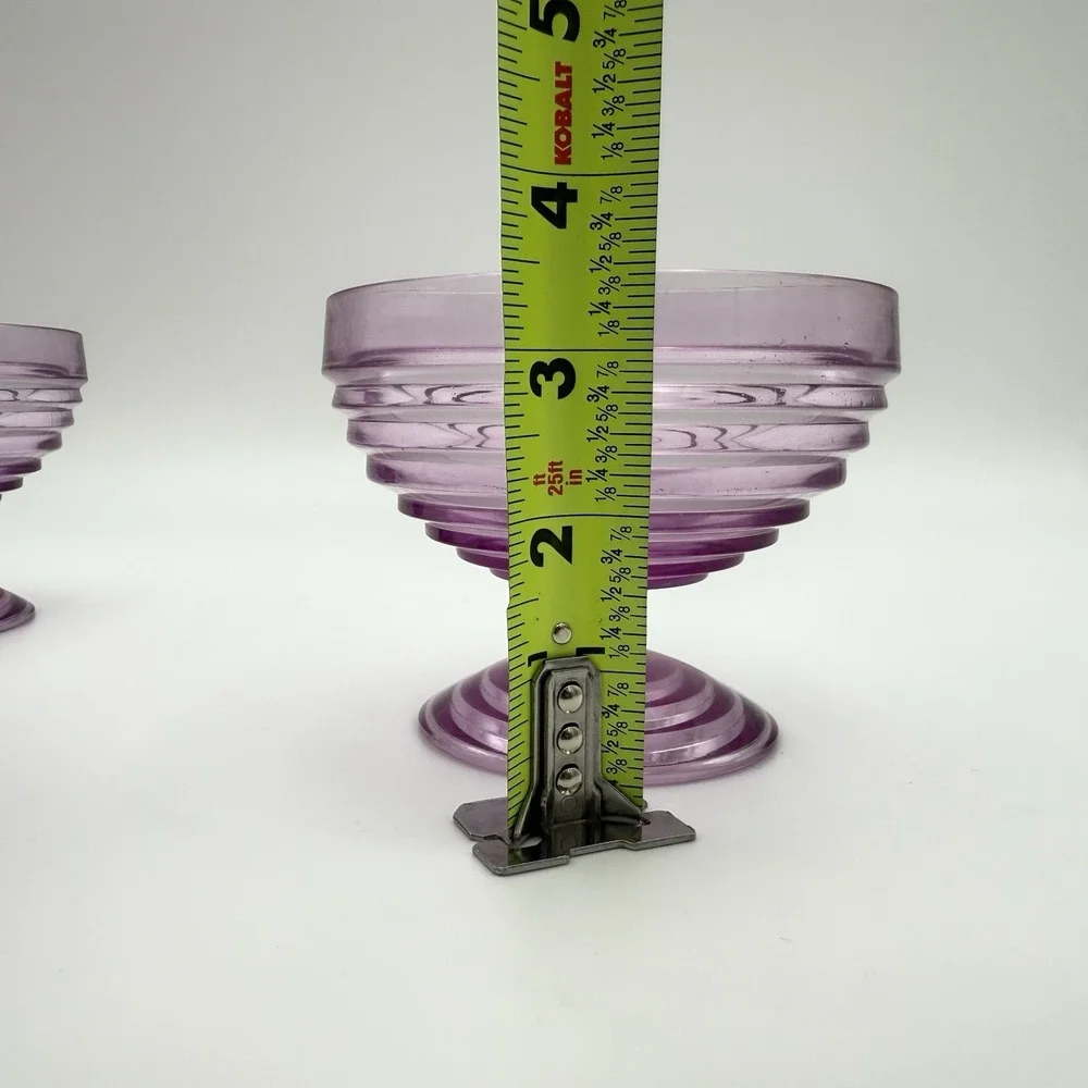 Vtg Purple Acrylic Plastic Footed Dessert Dishes Glasses Lot Of‎ 4 Swirl